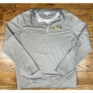 Peter Millar Crown Sport Pullover Perth Gray Performance 1/4 Zip Golf Sz Large